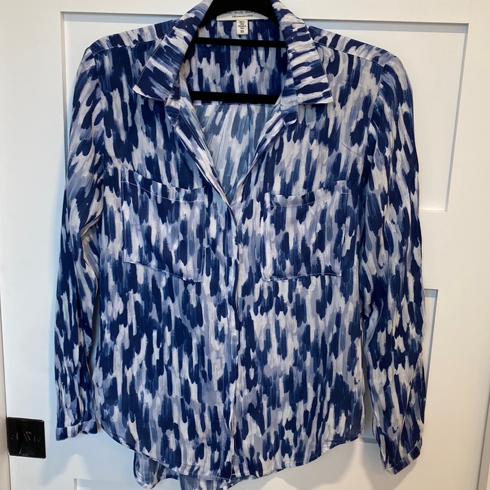 Cloth & Stone for Anthropologie Blue Multi Collared Shirt
